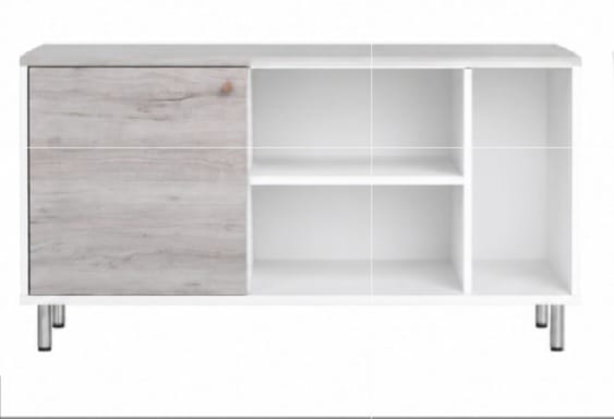 Wood-grain sideboard with open shelving